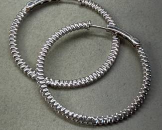 SIGNED LAFONN 925 STERLING HOOP EARRINGS