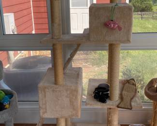 Multi-Level Carpeted Cat Tree Tower with Cubbies and Perches