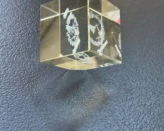 Vintage Laser-Etched Crystal Glass Christmas Paperweight Prism