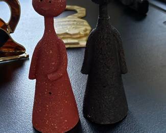 Mid-Century Modern Ceramic Figurine Set with Holiday Hats