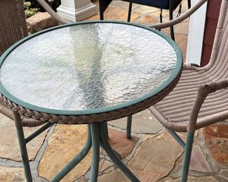 Wicker and Glass Bistro Patio Set