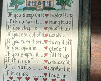 Vintage 1994 'House Rules' Decorative Wall Art