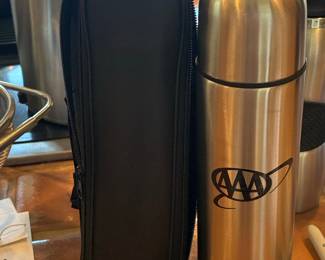 AAA Branded Stainless Steel Vacuum Insulated Thermos with Carrying Case