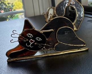 Stained Glass Cat and Mouse Votive Candle Holder