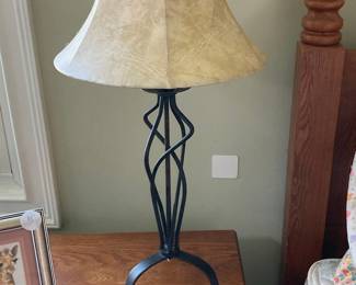 Rustic Iron Twisted Stem Table Lamp with Pigskin Shade
