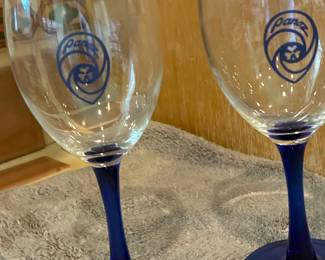 Set of 2 Cobalt Blue Stem Wine Glasses