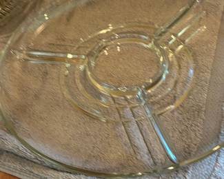 Vintage Luminarc Art Deco Style Three-Section Relish Tray