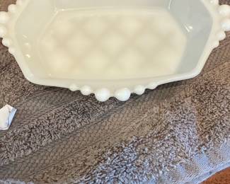 Anchor Hocking Milk Glass Hobnail Candy Dish