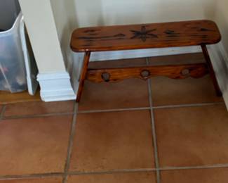 Rustic Hand-Painted Pine Bench
