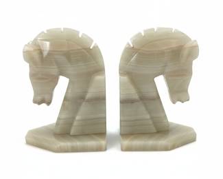 Vintage Onyx Horse Head Bookends