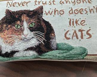 Vintage "Never Trust Anyone Who Doesn't Like Cats" Tapestry Pillow