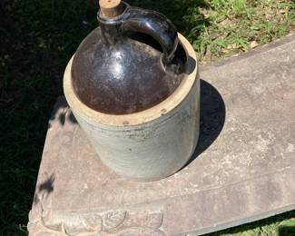 Antique Two-Tone Stoneware Whiskey Jug