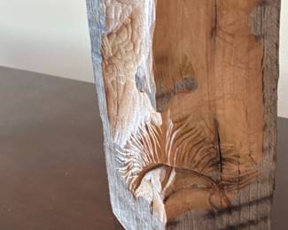 Hand-Carved Folk Art Wood Face Sculpture - Tree Spirit