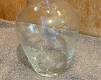 Pasabahce Etched Floral Glass Vase