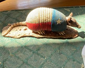 Texas Flag Painted Armadillo Figurine