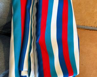 Vintage Striped Fabric - Red, White, Blue, Light Blue