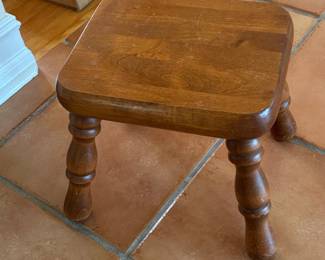 Vintage Turned-Leg Wooden Footstool