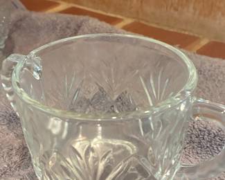 Anchor Hocking Prescut Pineapple Clear Glass Sugar Bowl