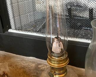 Vintage Lamplight Farms Oil Lamp with Clear Glass Font and Brass Burner