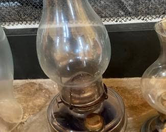 Vintage Clear Glass Oil Lamp with Eagle Burner