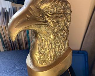 Vintage Solid Brass Eagle Head Bookends (Pair)