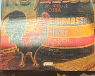 Key West Rooster and Southernmost Point Wooden Sign