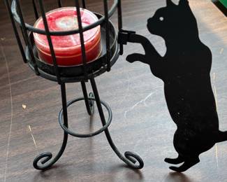 Island Creek Trading Co. Black Cat Metal Bird Cage Votive Candle Holder