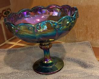 Indiana Glass Garland Teardrop Carnival Glass Compote