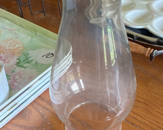 Vintage Clear Glass Oil Lamp Chimney Shade with Beaded Rim
