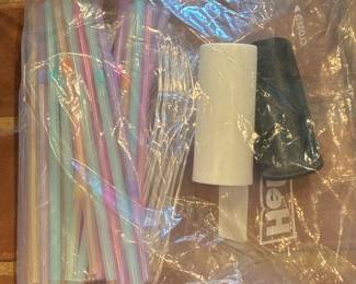 Assorted Disposable Utensils and Straws with Lint Roller Refill