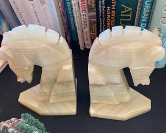 Vintage Onyx Horse Head Bookends