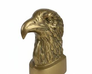 Vintage Solid Brass Eagle Head Bookends (Pair)