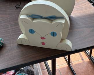 Vintage Wooden Cat Magazine Rack / Book Holder
