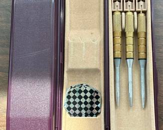 Vintage Brass Darts Set with Checkered Flight