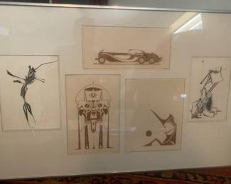 original ink drawings by Georges Briard from his earliest, most exclusive days as an artist in the late 1940s and early 1950s