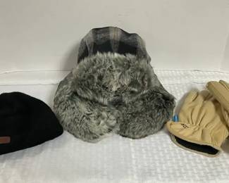 Stetson Faux Fur Winter Cap, Duluth Trading Co Black Beanie, Vintage Riding Gloves