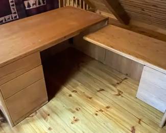 Wood LShaped Executive Desk Matching Printer Stand