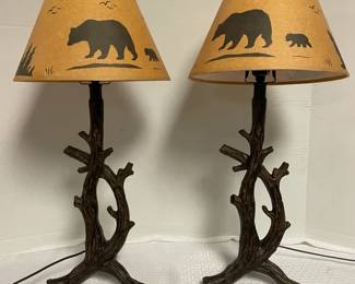 Matching Rustic BearForest Table Lamps