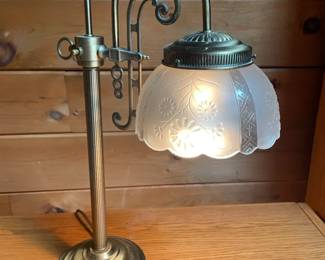 Vintage Metal Glass Table Lamp