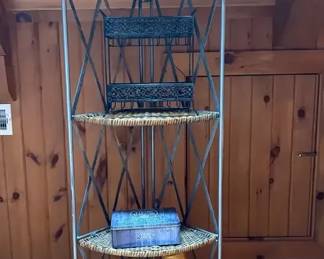Wicker and Metal Shelf with Spa Items