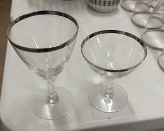 Vinatage Fostoria Crystal Champagne Sets with Platinum Rim