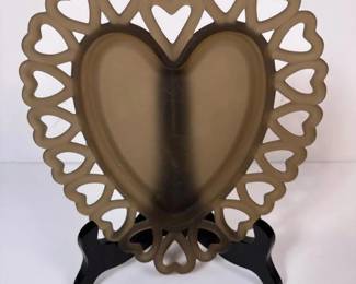 315 heartshapedbrownfrostedglasstrinket