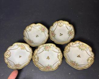 036 fivesmallhandpaintednipponporcelain