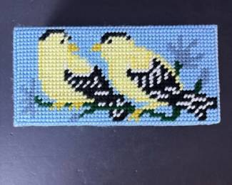 091 handmadeneedlepointdoorstopwithbird