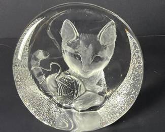 320 swedencrystalcatpaperweightsignature