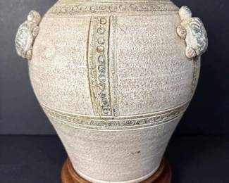 215 decorativestonewarevasewithturtlemo