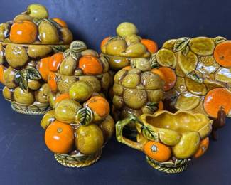 128 ceramicfruitbasketjarandcreamerpit