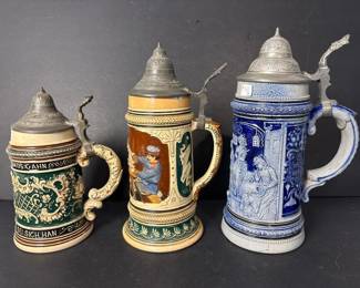 066 threegermanstonewarebeersteinswith