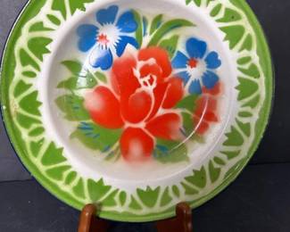 135 handpaintedenamelplatewithfloralde