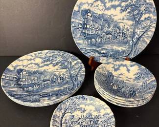 073 crownclarencebluetransferwareplates
